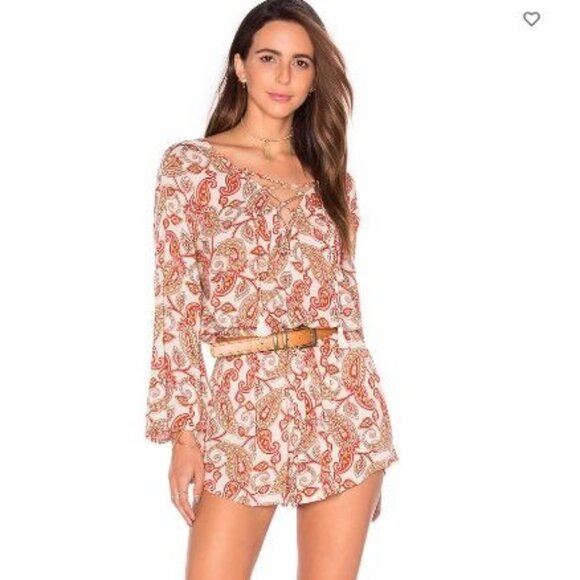 Show Me Your Mumu Tillie Tie Romper size S Small Paisley Daze Cloud Tassel Neck - Picture 1 of 8